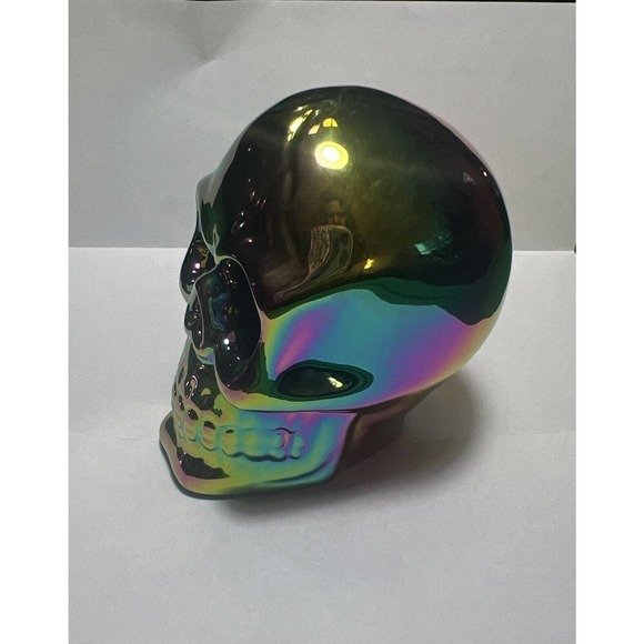 Iridescent Porcelain Halloween Skull - Picture 3 of 9
